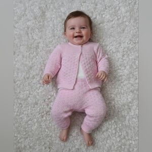 Tots Fifth Avenue Saks Baby Girl Cardigan Set  0-6 Months Pink Spring Easter